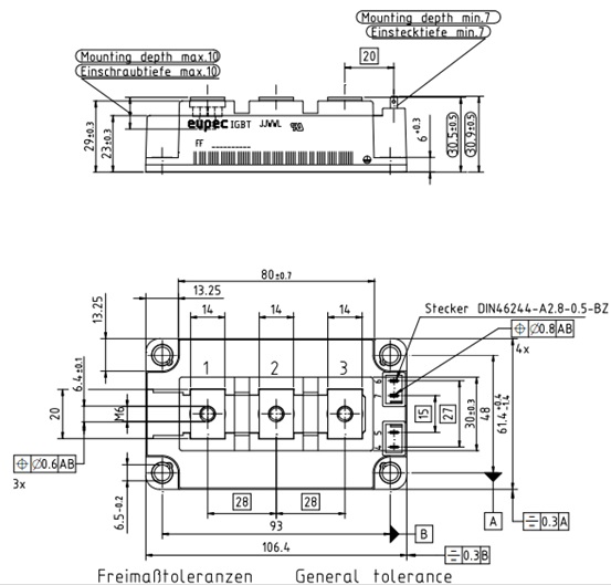 FF450R12IE4产品外形尺寸和结构图